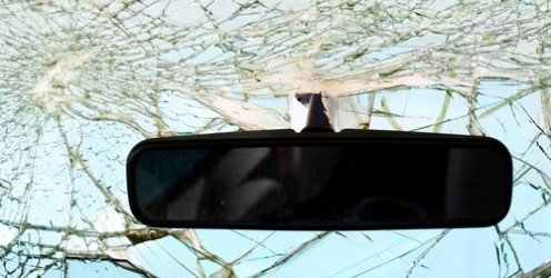 shattered windshield mirror