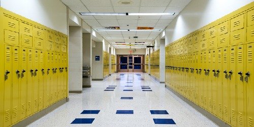 school hallway yellow