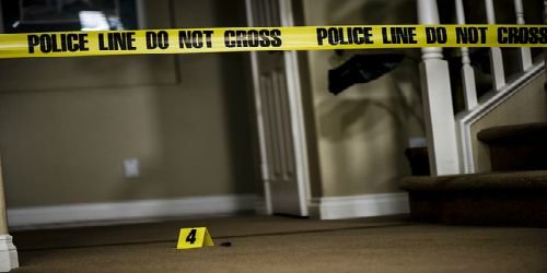 police line crime scene indoors