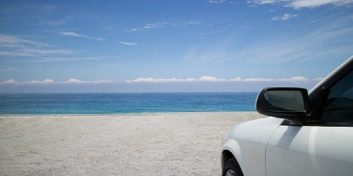 white car beach