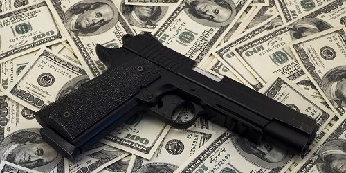 black gun and money
